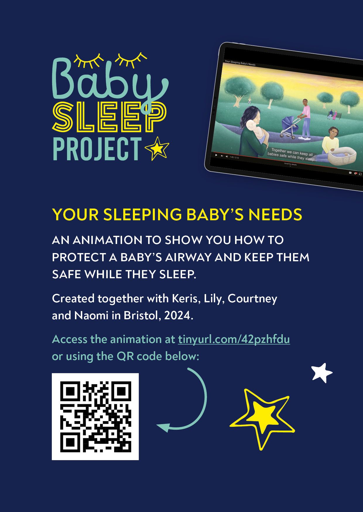 UoB_Baby Sleep Planner A6 card with QR code for animation